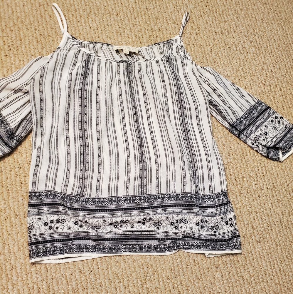 White cold shoulder blouse